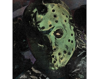 PRINT- Jason Voorhees Horror Art Print – Retro Comic-Style Illustration