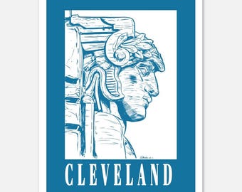 PRINT- Cleveland Guardian Statue 11x14 Print
