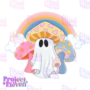 Boho retrô cogumelo fantasma PNG | download instantâneo | assustador | Dia das Bruxas | cottagecore