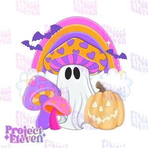 Boho retrô cogumelo fantasma PNG | download instantâneo | assustador | Dia das Bruxas | cottagecore
