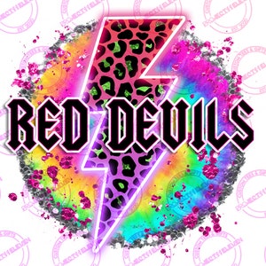 Tiedye Glitter Red Devils PNG / SUBLIMACIÓN / Descarga instantánea / Uso comercial / mascota