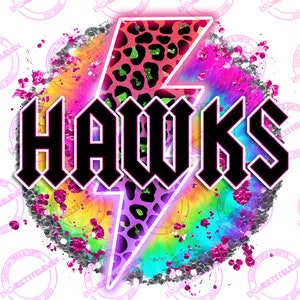 Tiedye Glitter HAWKS PNG | SUBLIMATION | Instant download | Commercial Use | mascot