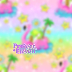 Beachy Game Dino su sfondo arcobaleno pastello glitter FB VIP Limited esclusivo motivo senza cuciture