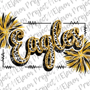 Eagles noodlijdende luipaard print zwart en goud ontwerp PNG | SUBLIMATIE | Direct downloaden | wijnoogst | Mascotte