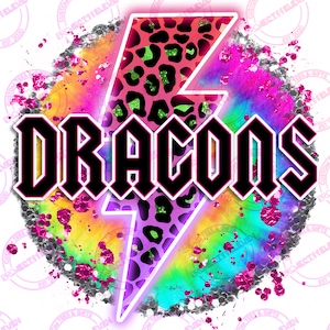 Tiedye GlitterDRAGONS PNG | SUBLIMATION | Instant download | Commercial Use | mascot