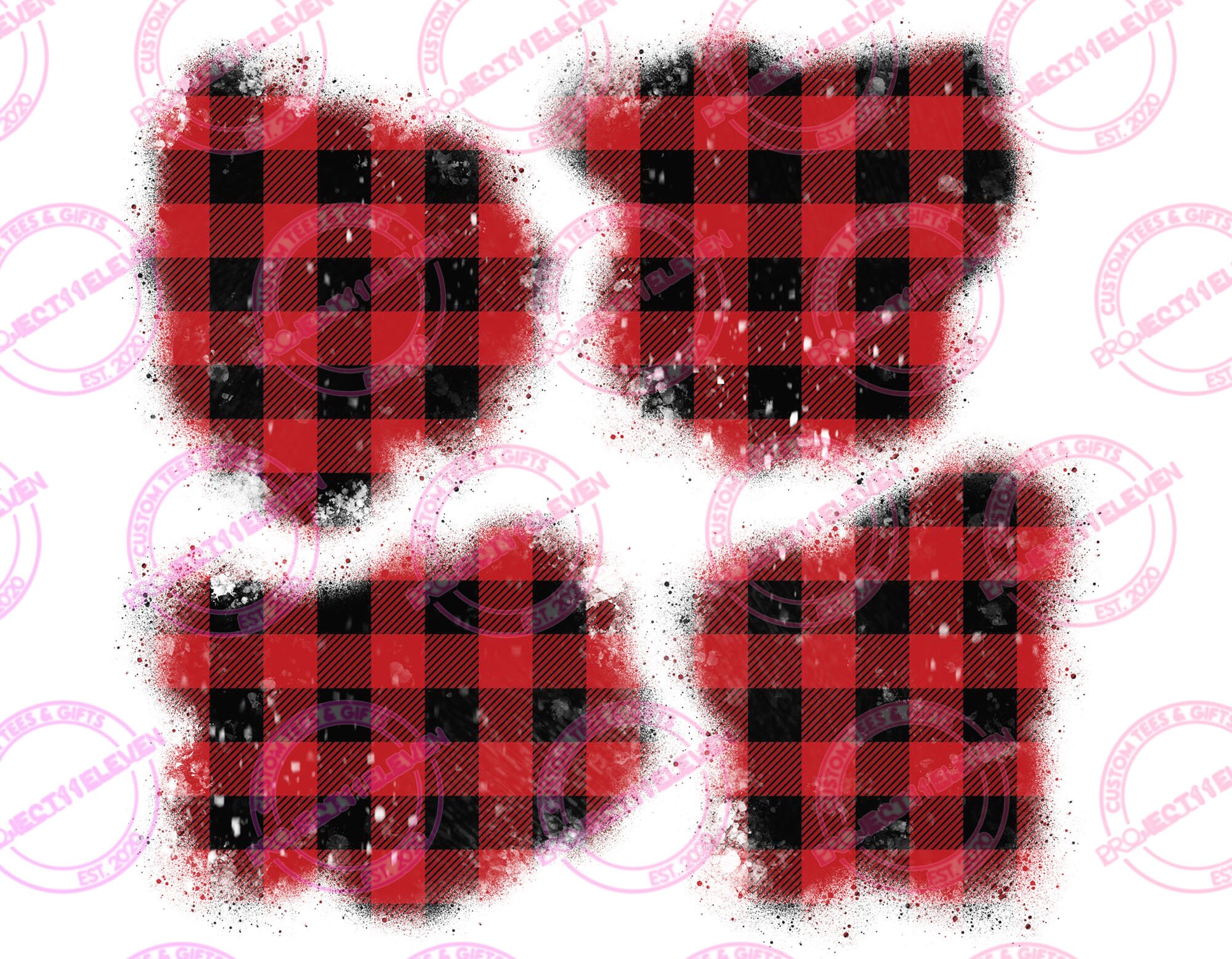 DISTRESSED Red Buffalo Plaid Patches PNG | sublimation | tshirt desig…
