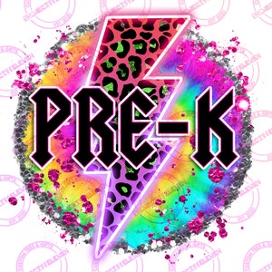 Tiedye Glitter PRE-K PNG | SUBLIMATION | Instant download | Commercial Use | mascot