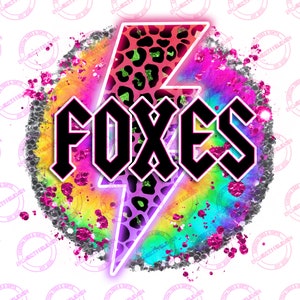 Tiedye Glitter FOXES PNG | SUBLIMATION | Instant download | Commercial Use | mascot