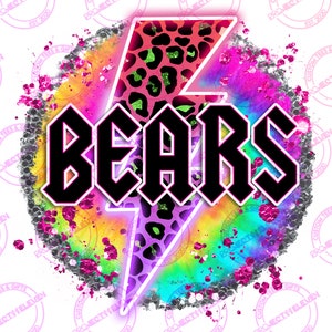 Tiedye Glitter BEARS PNG | SUBLIMATION | Instant download | Commercial Use | mascot