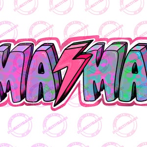 3D colorful leopard print MAMA Lightning Bolt design PNG | SUBLIMATION | Printable | Artwork | Graphic | Instant download