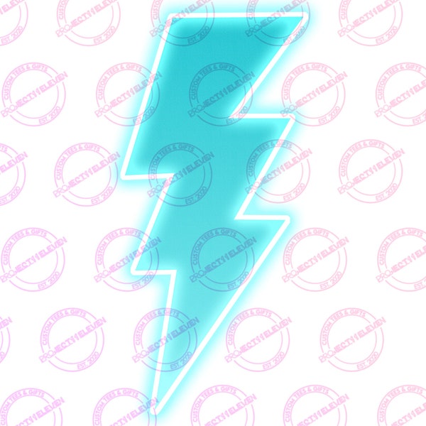 NEON Turquoise Ombre Lightning Bolt design PNG | SUBLIMATION | Printable | Artwork | Graphic | Instant download