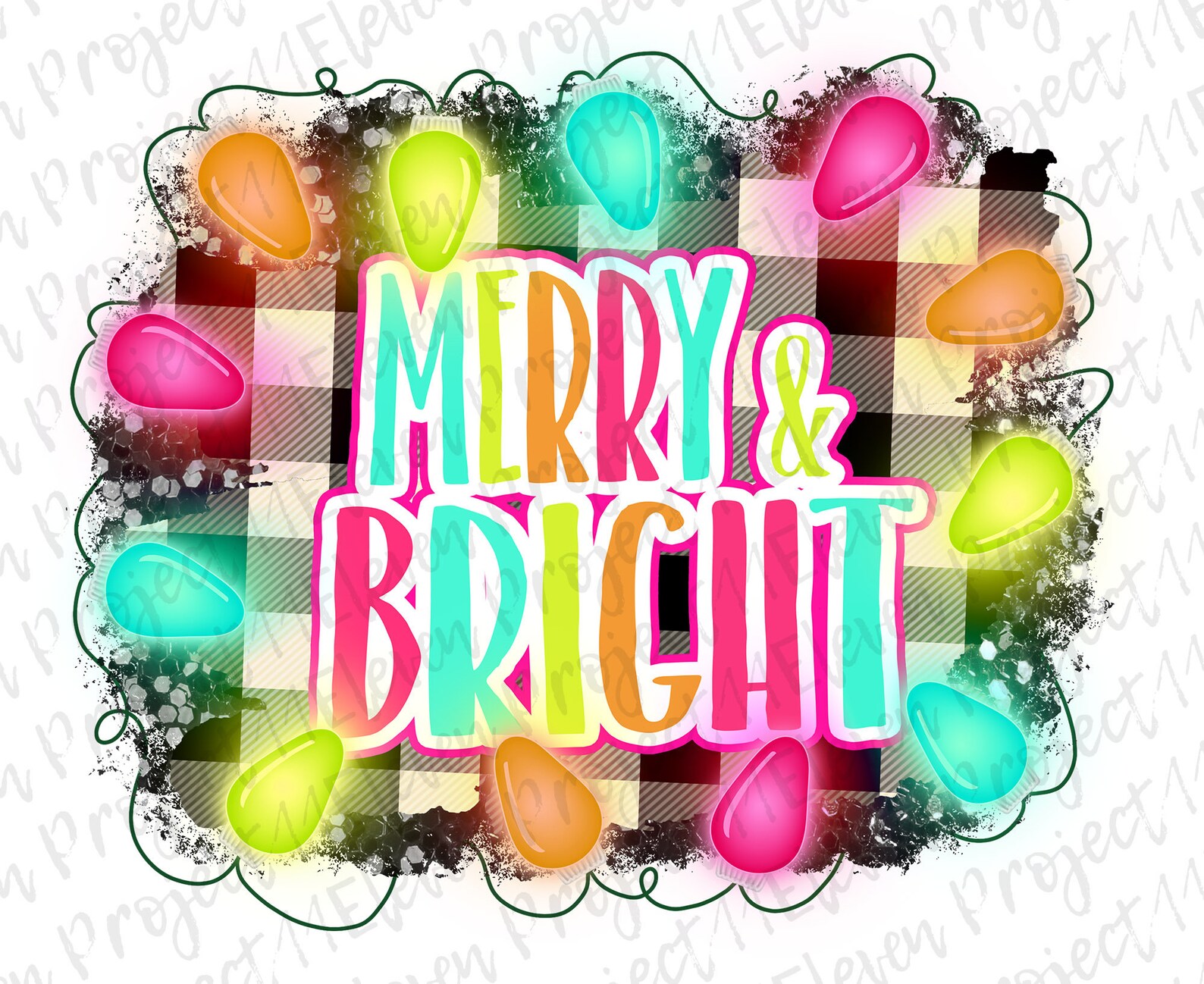 NEW Glowing Merry & Bright Colorful Christmas Light Design Etsy
