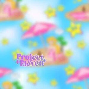 Beachy Peachy Princess auf blauem abstraktem Hintergrund FB VIP Limited exklusives Seamless Pattern