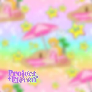 Principessa beachy peachy su sfondo arcobaleno pastello glitter FB Modello senza cuciture esclusivo VIP Limited