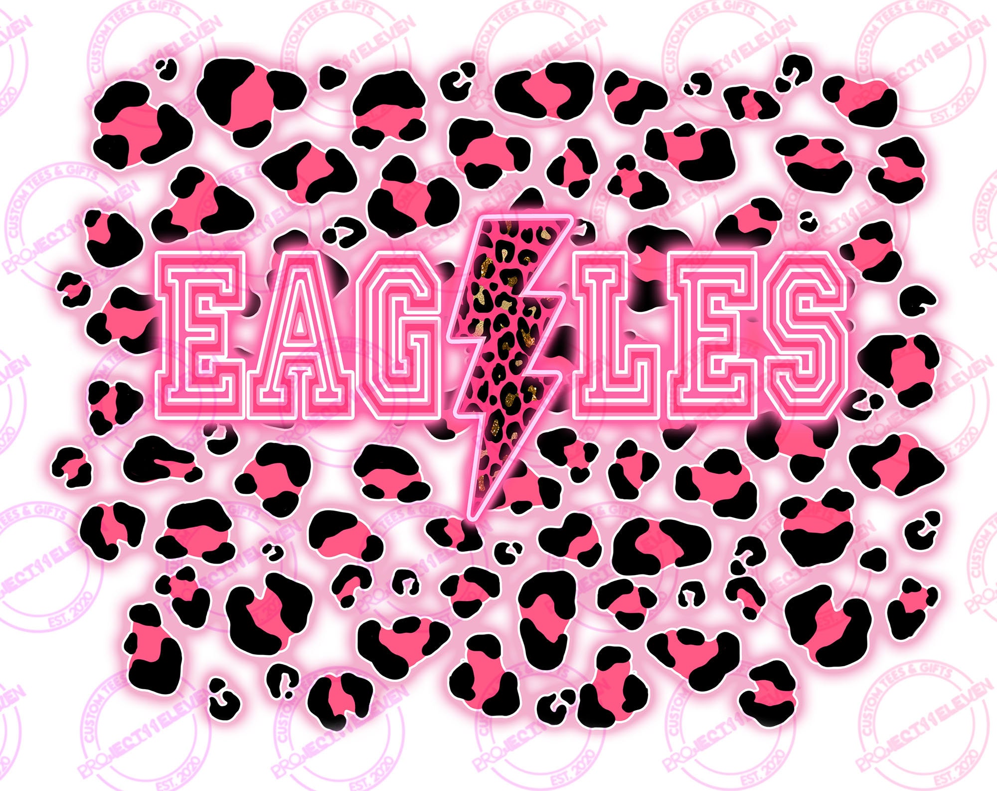 NEON Pink Eagles Leopard Print diseño PNG / SUBLIMACIÓN / Descarga  instantánea / Uso comercial / mascota