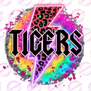 Tiedye Glitter TIGERS PNG | SUBLIMATION | Instant download | Commercial Use | mascot