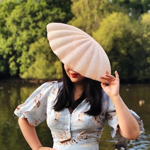 Birth of Venus Shell Hat Pale pink 1950s New Look Vintage Style Straw Royal Ascot Melbourne Cup Fascinator Race Wedding Bridal Summer Party