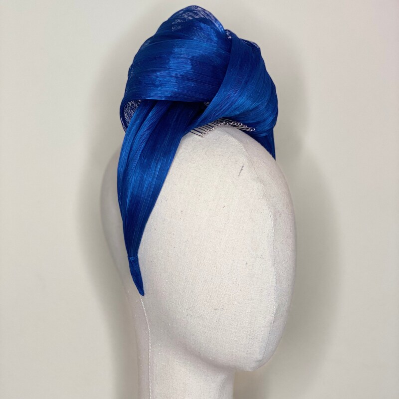 headband ~ silk sinamay, turquoise