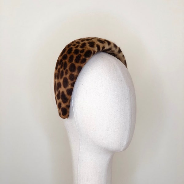 Leopard Print Headband Fur Felt Animal Print Halo Winter Hat Hand Made Melazines Turban Fascinator by YUAN LI LONDON Millinery