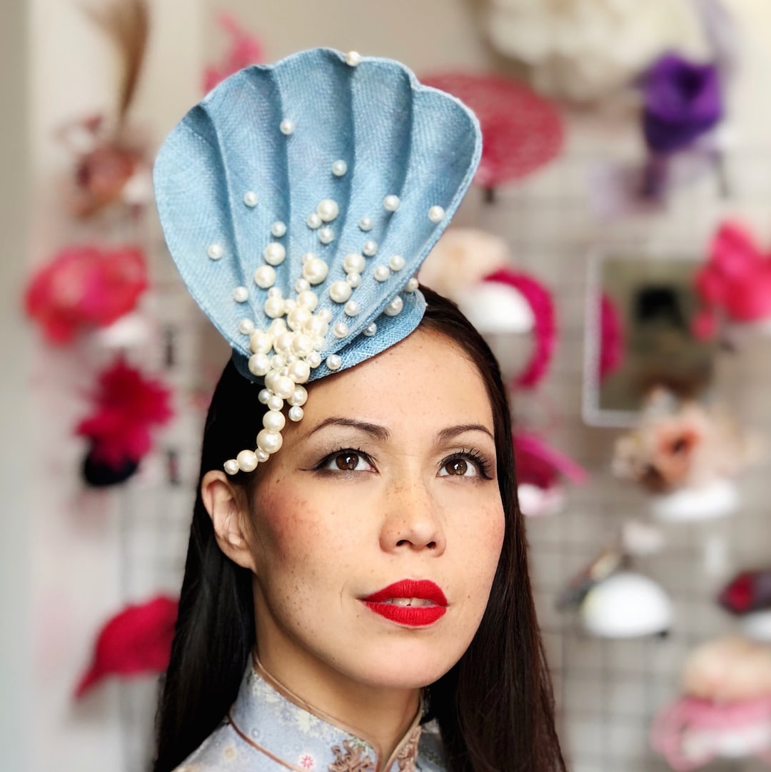 Venus's Pearls Blue Sea Shell Fascinator Royal Ascot Kentuckey Derby — free download