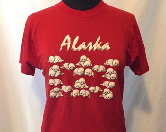 80s Alaska Seal Pup Shirt Small Medium Screen Stars Vintage