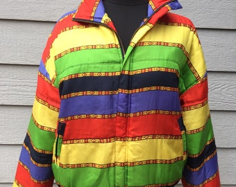 90s Fuda International Silk Jacket Geometric Abstract Large