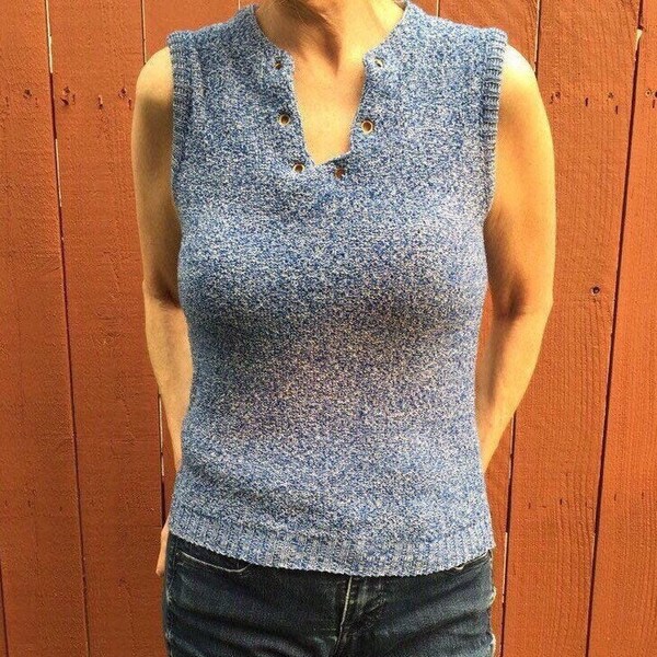 70s Sears Roebuck & Co Blue Tank Top Sweater Small