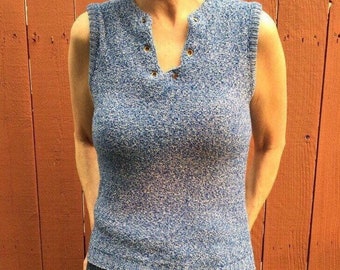 70s Sears Roebuck & Co Blue Tank Top Sweater Small