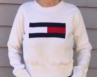 Tommy Hilfiger Sweater Small XS Vintage White