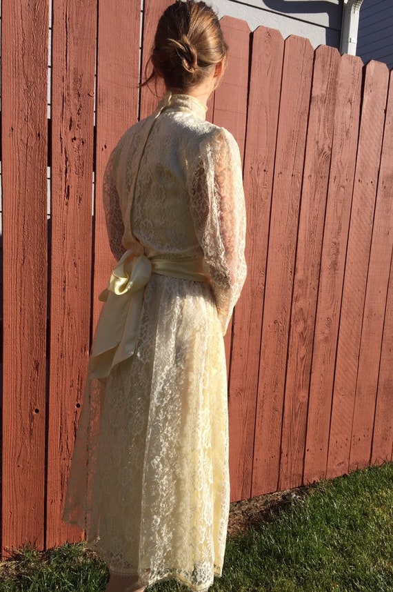 Vintage Gunne Sax Cream Lace Dress | Small | Long… - image 4