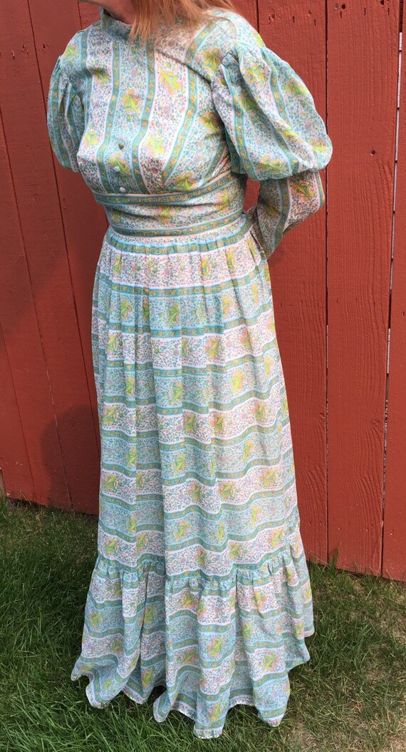 70s Handmade Peasant Prairie Maxi Dress XS Vintag… - image 3