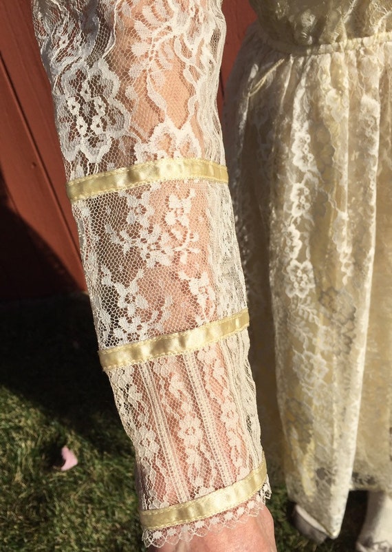 Vintage Gunne Sax Cream Lace Dress | Small | Long… - image 6