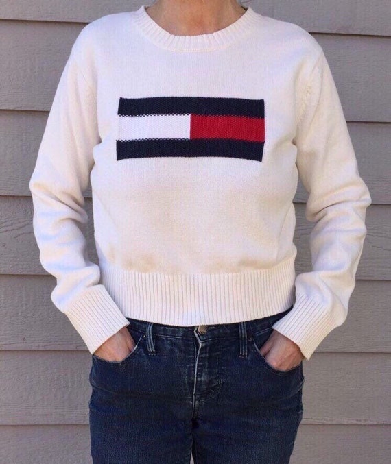 Tommy Hilfiger Sweater Small XS Vintage White - image 1