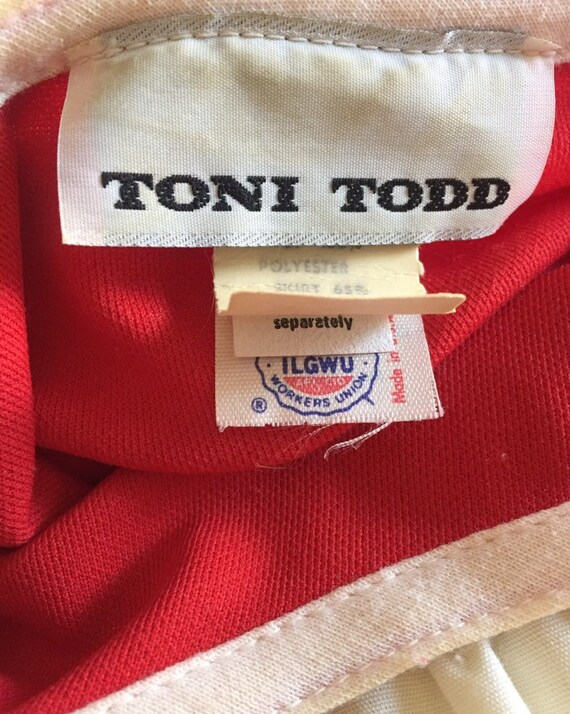 70s Red White 3/4 Sleeve Dress Small/Medium Toni … - image 5
