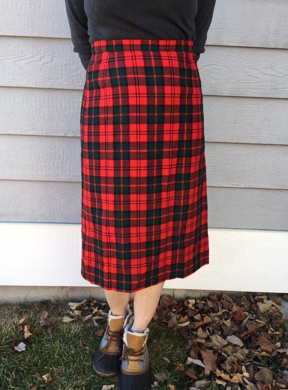 70s Pendleton Wool Plaid Skirt Small Medium Vinta… - image 1