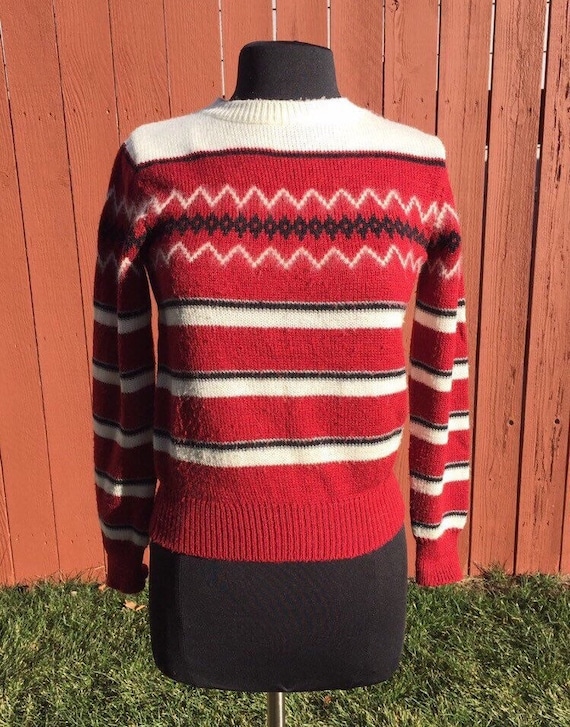 70s Foxmoor Wool Angora Fair Isle Sweater Medium