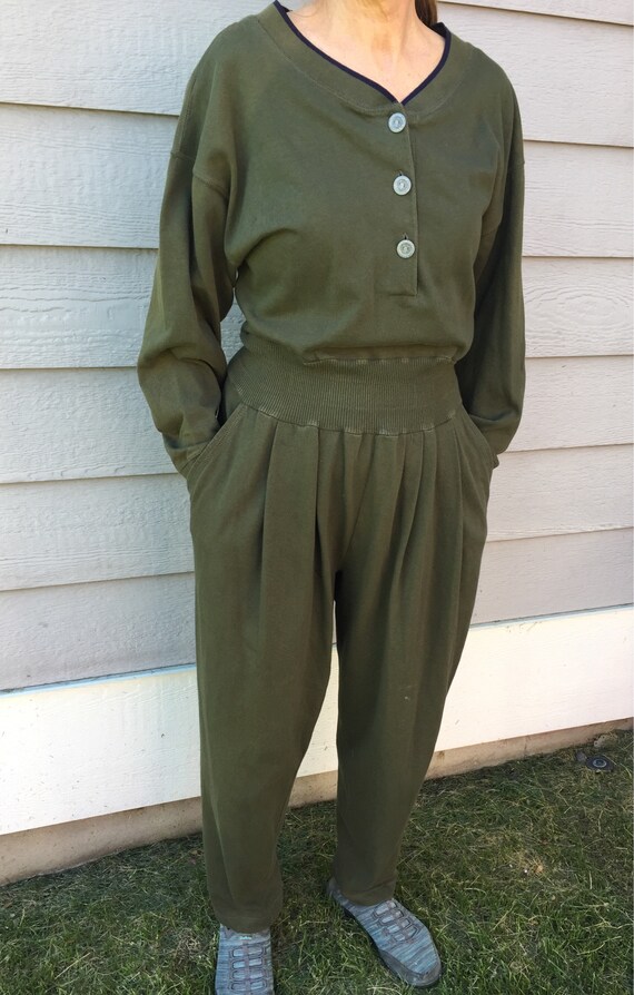 Vintage Peck and Peck Jumpsuit Large Button Up co… - image 3