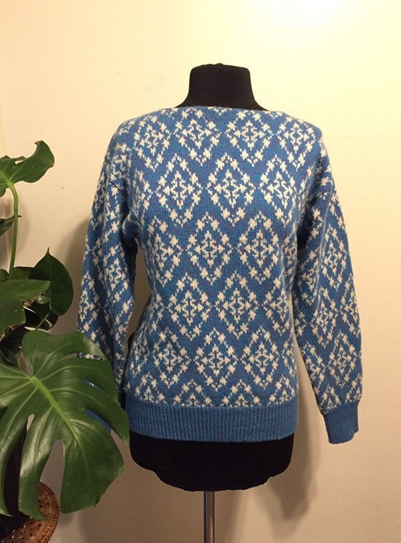 Vintage Woolrich Blue Wool Sweater Small  Womens - image 1