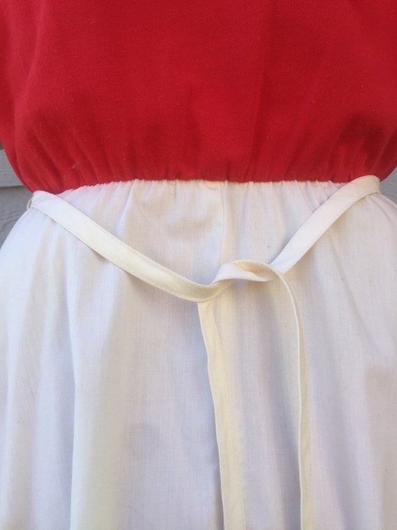 70s Red White 3/4 Sleeve Dress Small/Medium Toni … - image 7