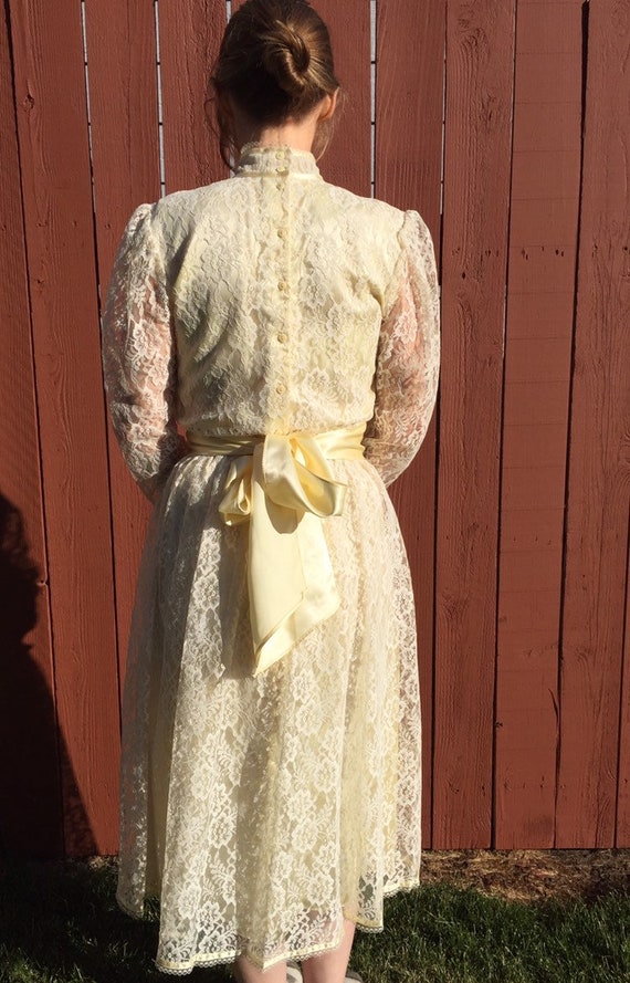 Vintage Gunne Sax Cream Lace Dress | Small | Long… - image 7