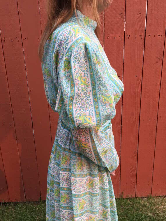 70s Handmade Peasant Prairie Maxi Dress XS Vintag… - image 5