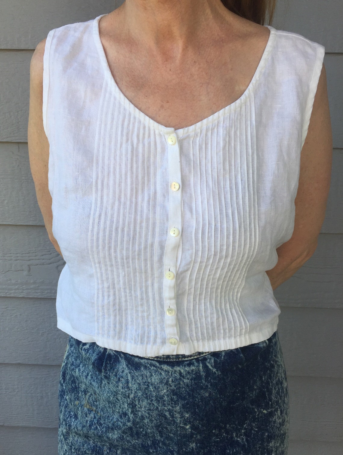 white button up tank crop top