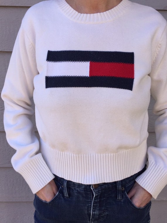 Tommy Hilfiger Sweater Small XS Vintage White - image 2