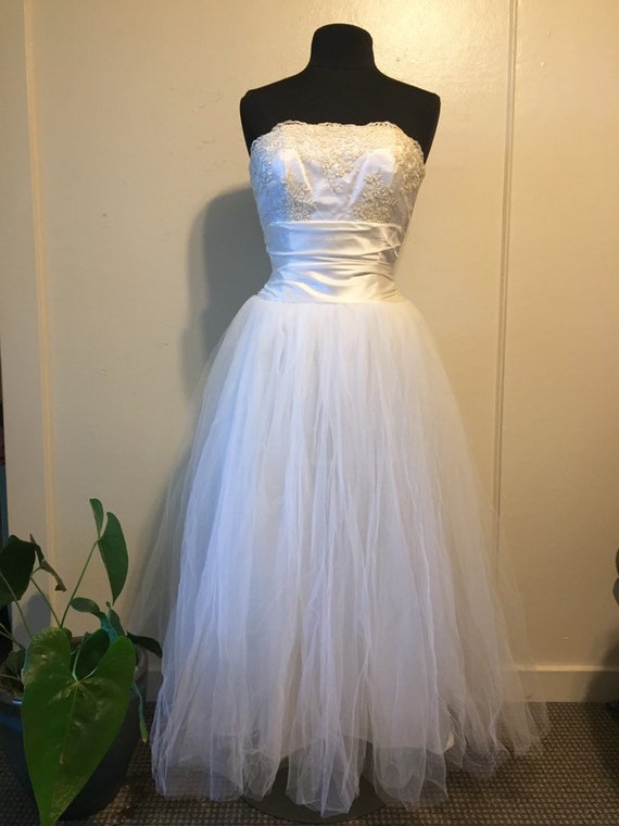 Gunne Sax Strapless Wedding Party Dress Small Tull