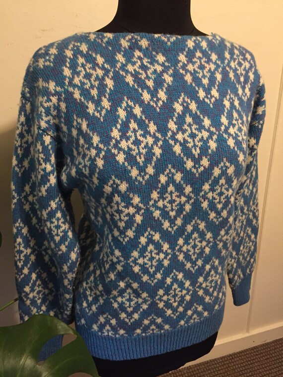 Vintage Woolrich Blue Wool Sweater Small  Womens - image 4