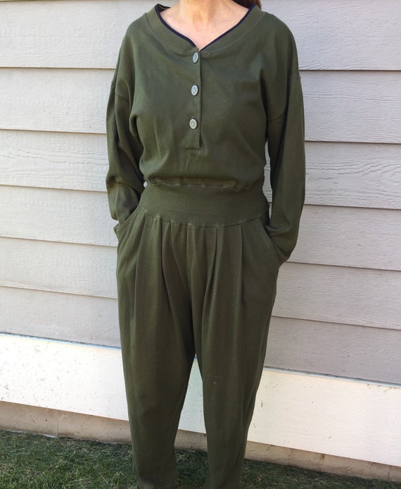 Vintage Peck and Peck Jumpsuit Large Button Up co… - image 1