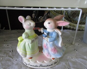 1980 Precious Moments Avon The Day I Made Presidents Club Figurine Rabbit and Mouse