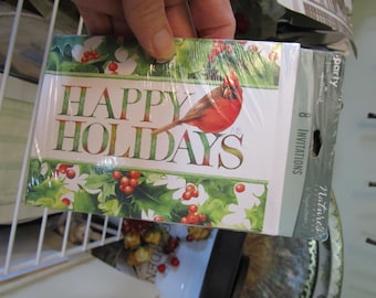 Vintage Hallmark Marjolein Bastin Natures Sketchbook Happy Holidays 8 Invitations