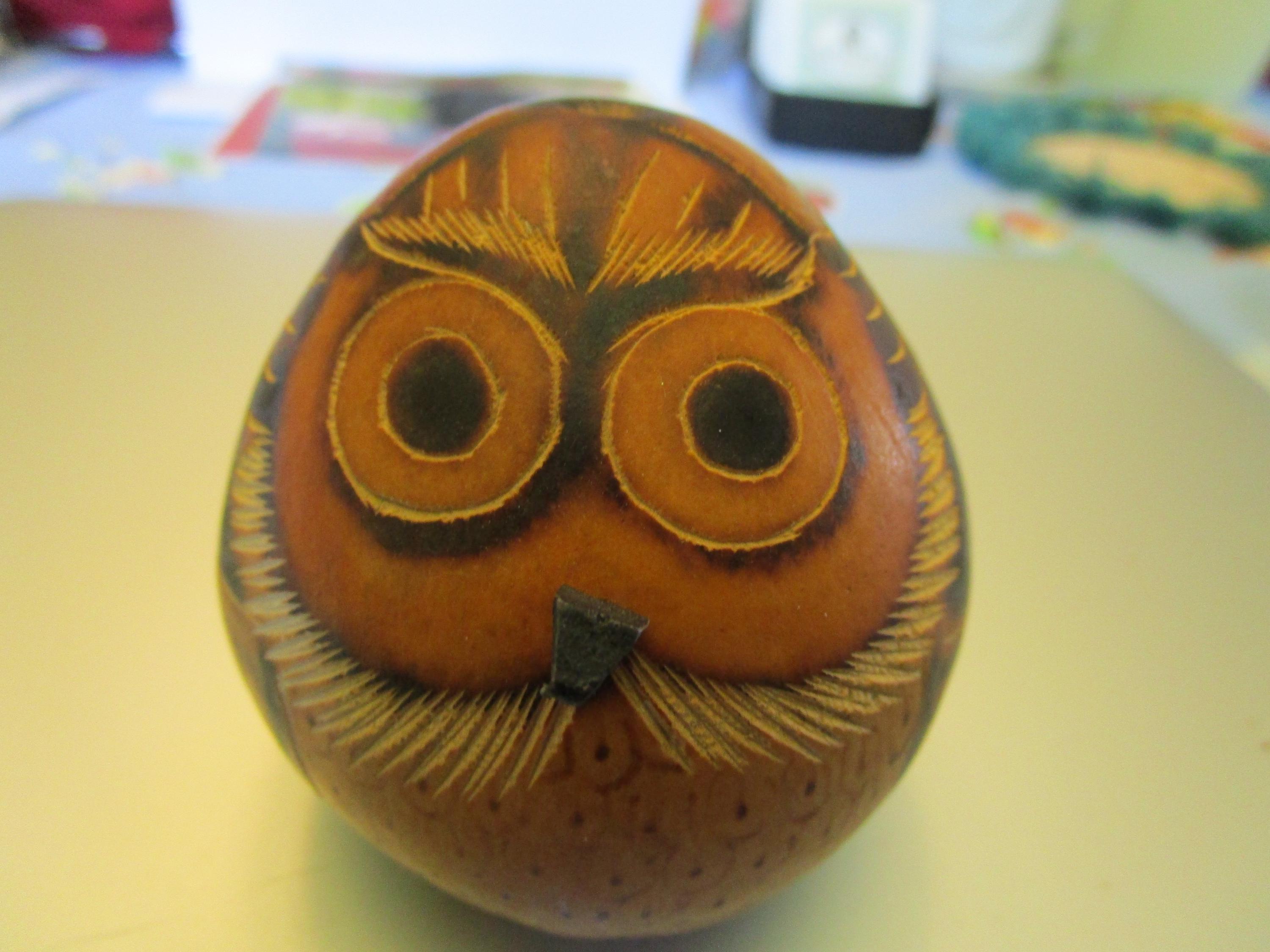 Vintage Wood Owl Figure that makes a rattling noise when you shake it