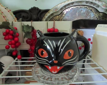 Vintage Ceramic Black Cat Mug for Halloween Way to Celebrate Brand